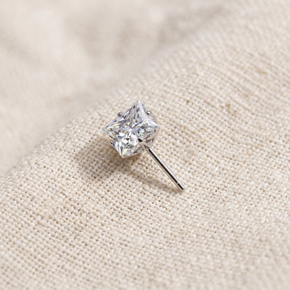 Titanium Square Prong Set Moissanite Threadless Top