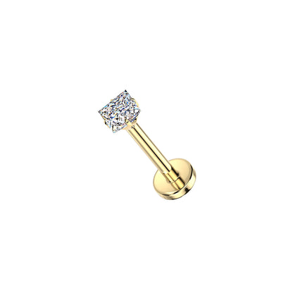 Titanium Square Moissanite Threadless Flat Back Stud