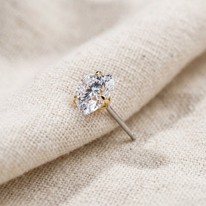 Titanium Heart Prong Set Moissanite Threadless Top