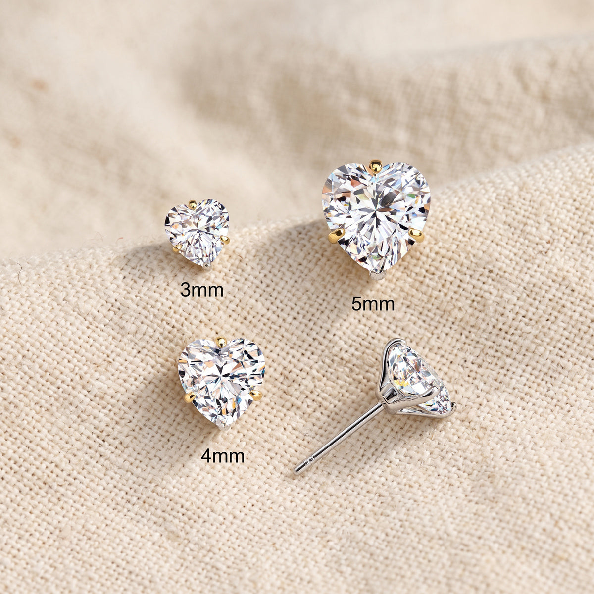 Titanium Heart Prong Set Moissanite Threadless Flat Back Stud