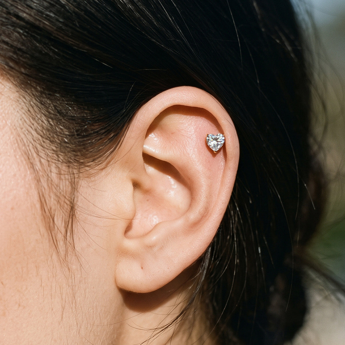 Titanium Heart Prong Set Moissanite Threadless Top