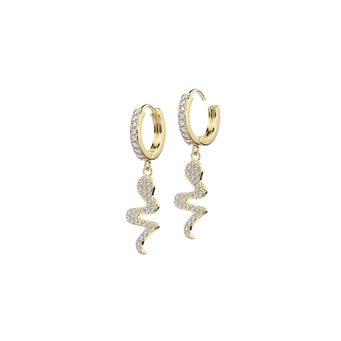 ✨ Surgical Steel Snake Dangle Hoop CZ Earrings