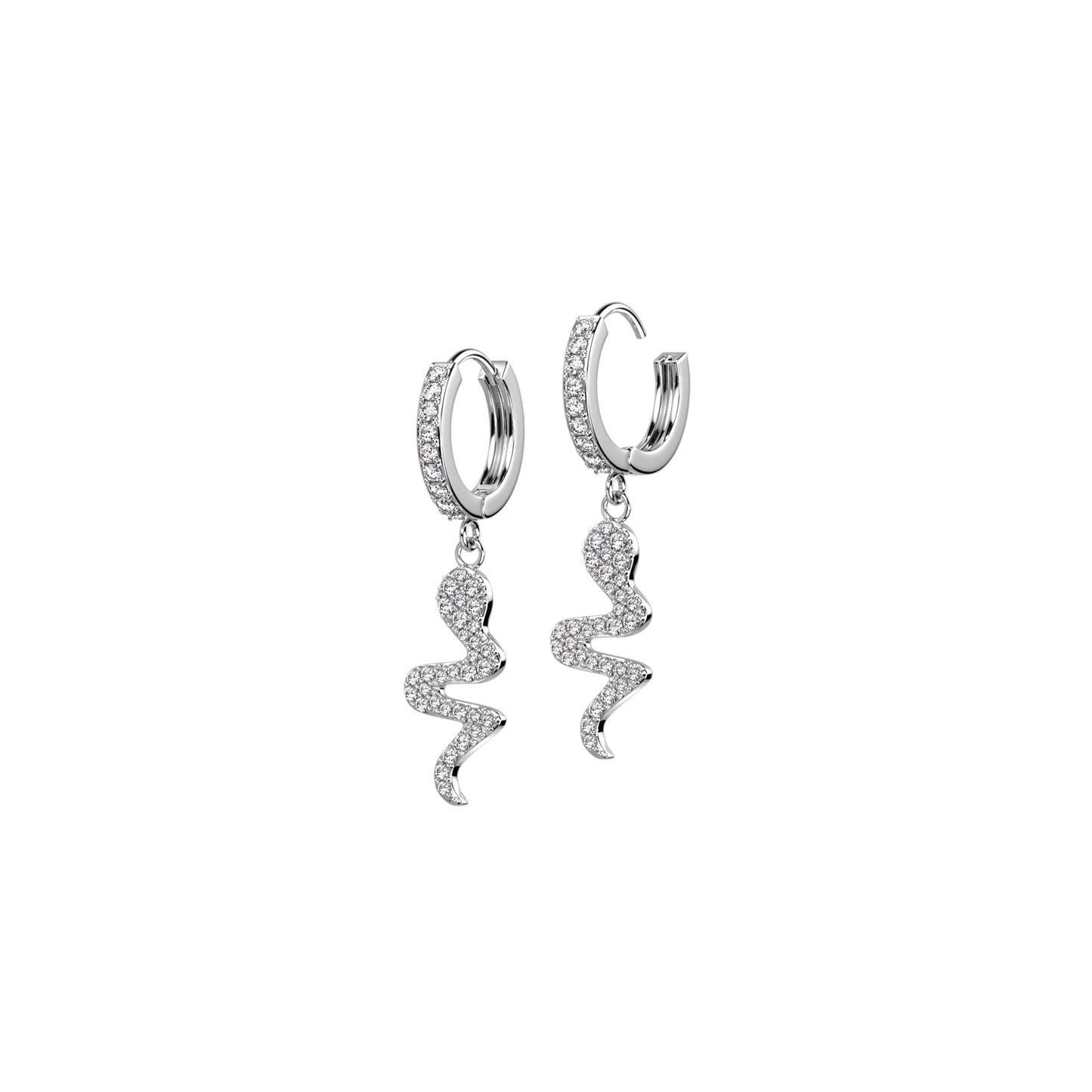 ✨ Surgical Steel Snake Dangle Hoop CZ Earrings