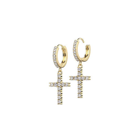 ✨ Surgical Steel Cross Dangle CZ Hoop Earrings