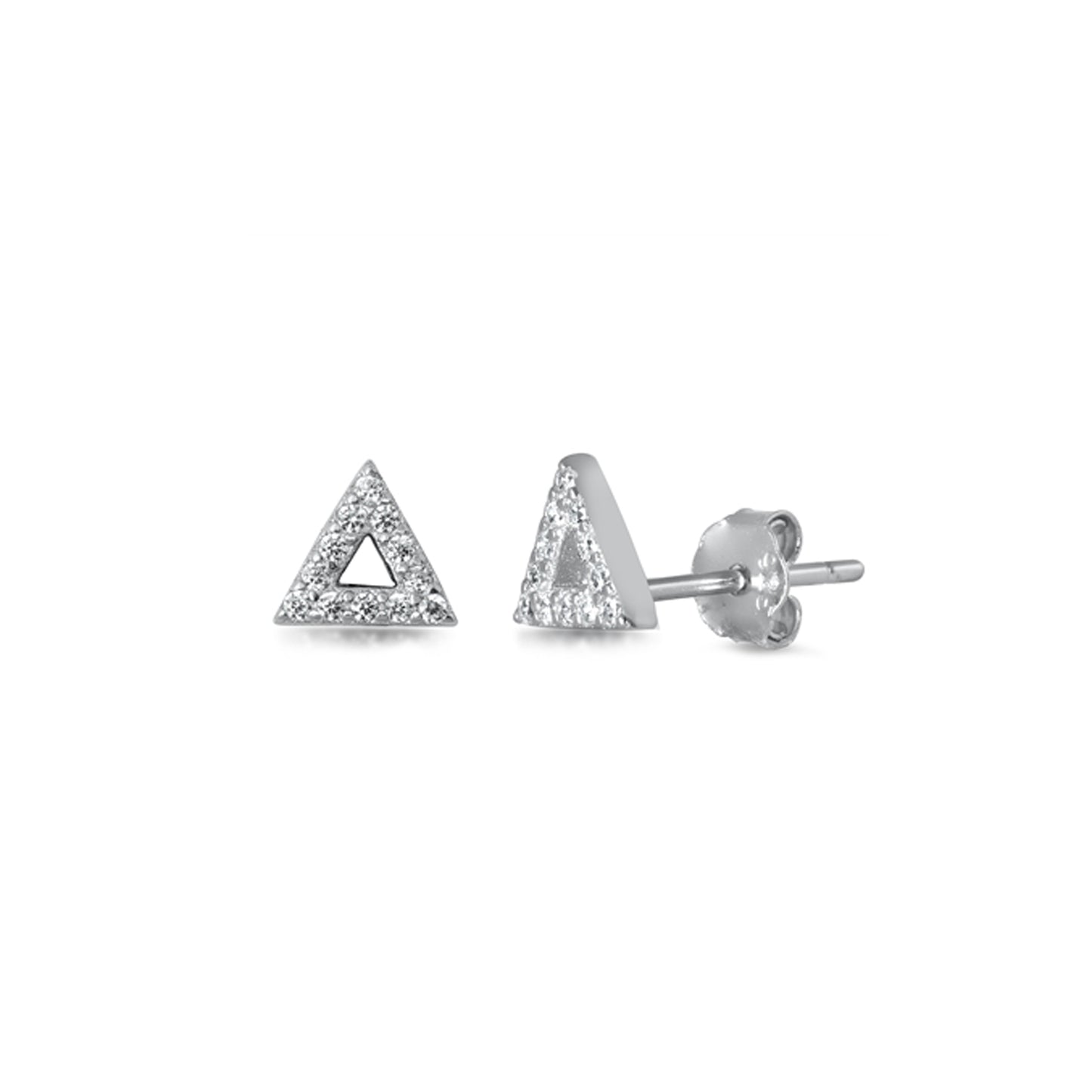 ✨ 925 Silver CZ Stud Earrings Circle/Triangle/Lightning/Crescent