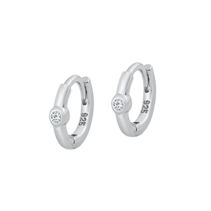 ✨ 925 Silver CZ Huggie Hoop Earrings