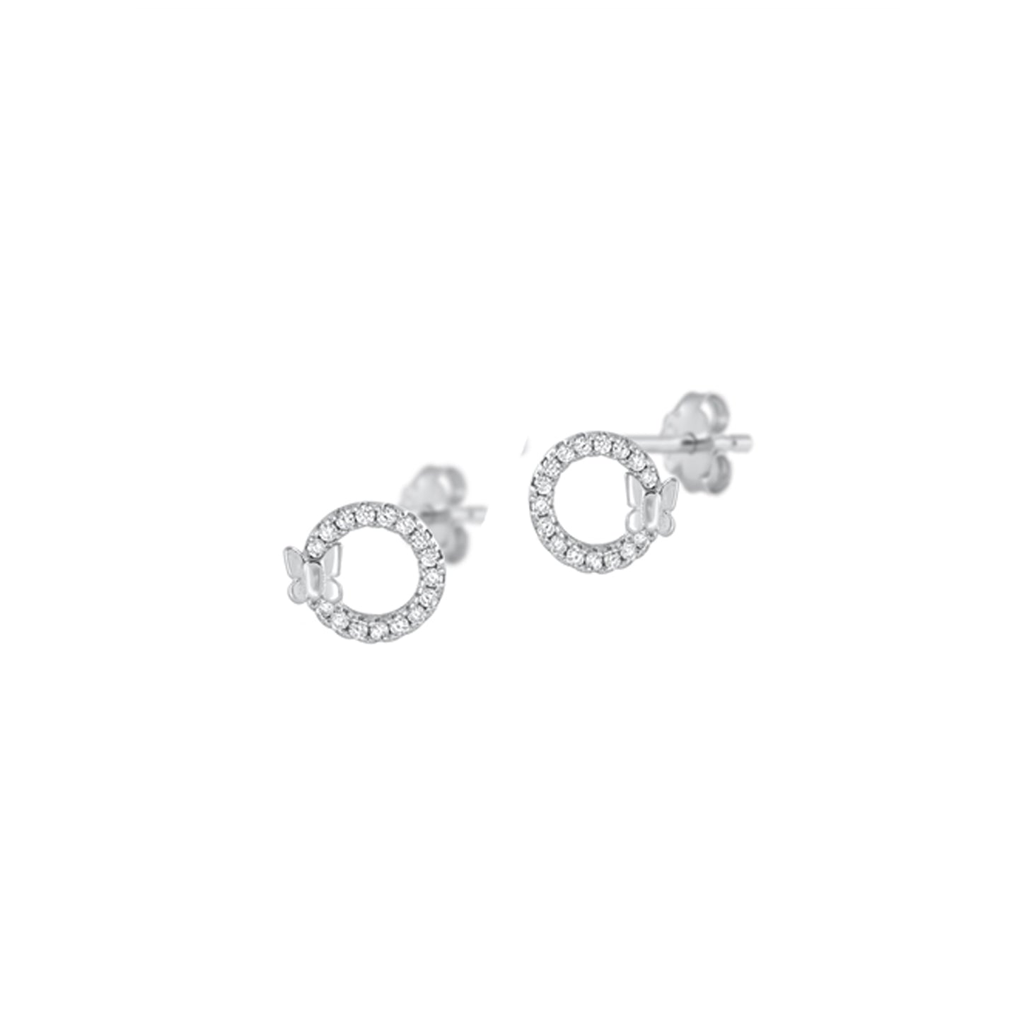 ✨ 925 Silver Butterfly Circle CZ Earrings