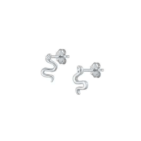 ✨ 925 Silver CZ Snake Stud Earrings