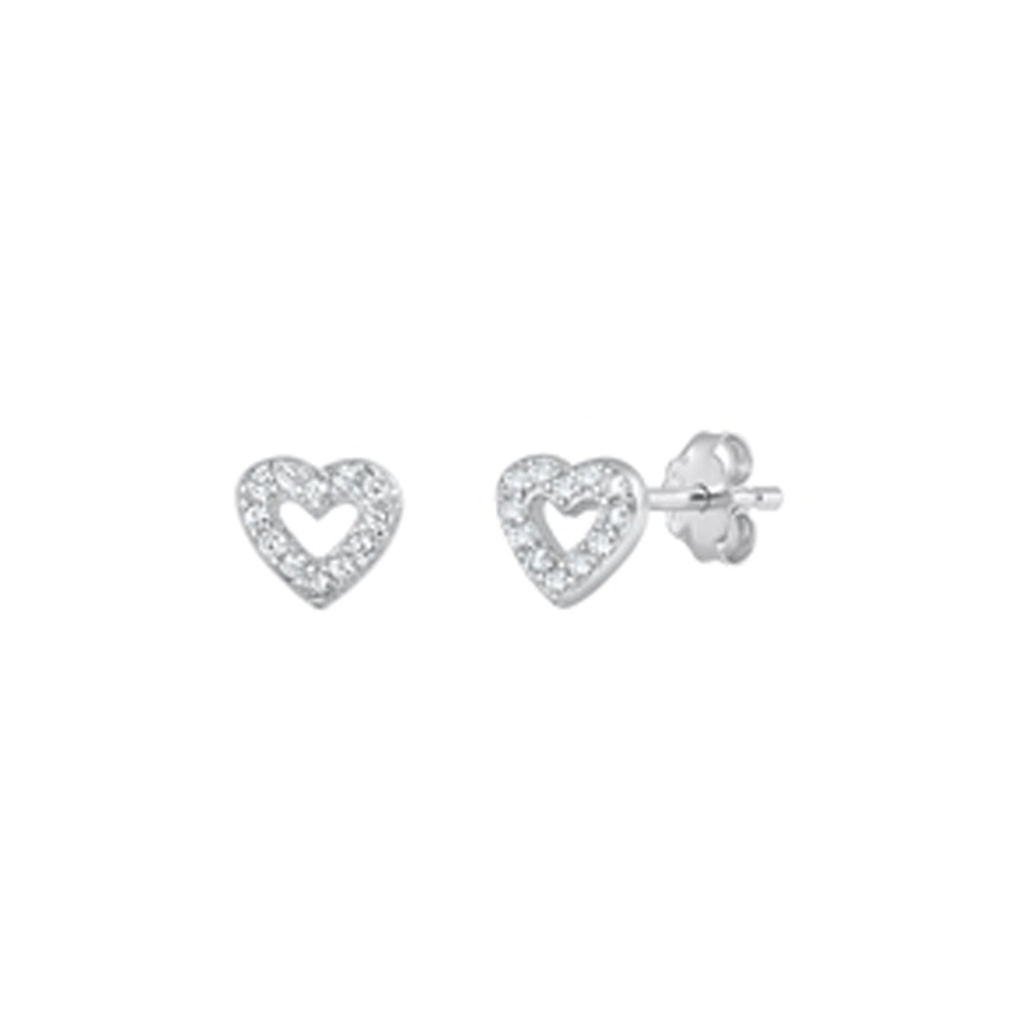 ✨ 925 Silver CZ Heart Stud Earrings