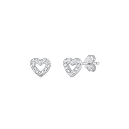 ✨ 925 Silver CZ Heart Stud Earrings