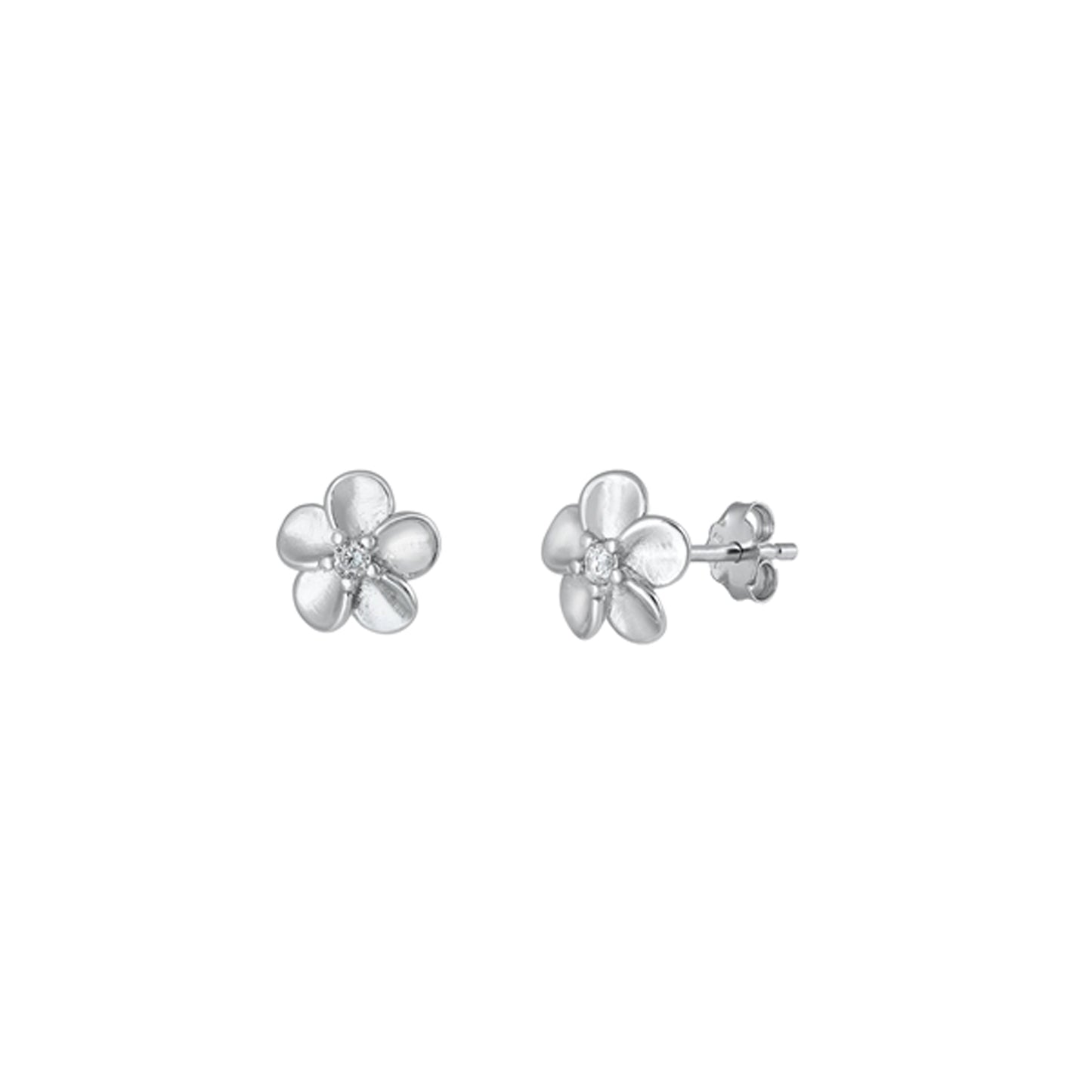 ✨ 925 Silver CZ Flower Stud Earrings