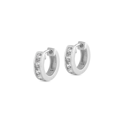 ✨ 925 Silver CZ Huggie Hoop Earrings