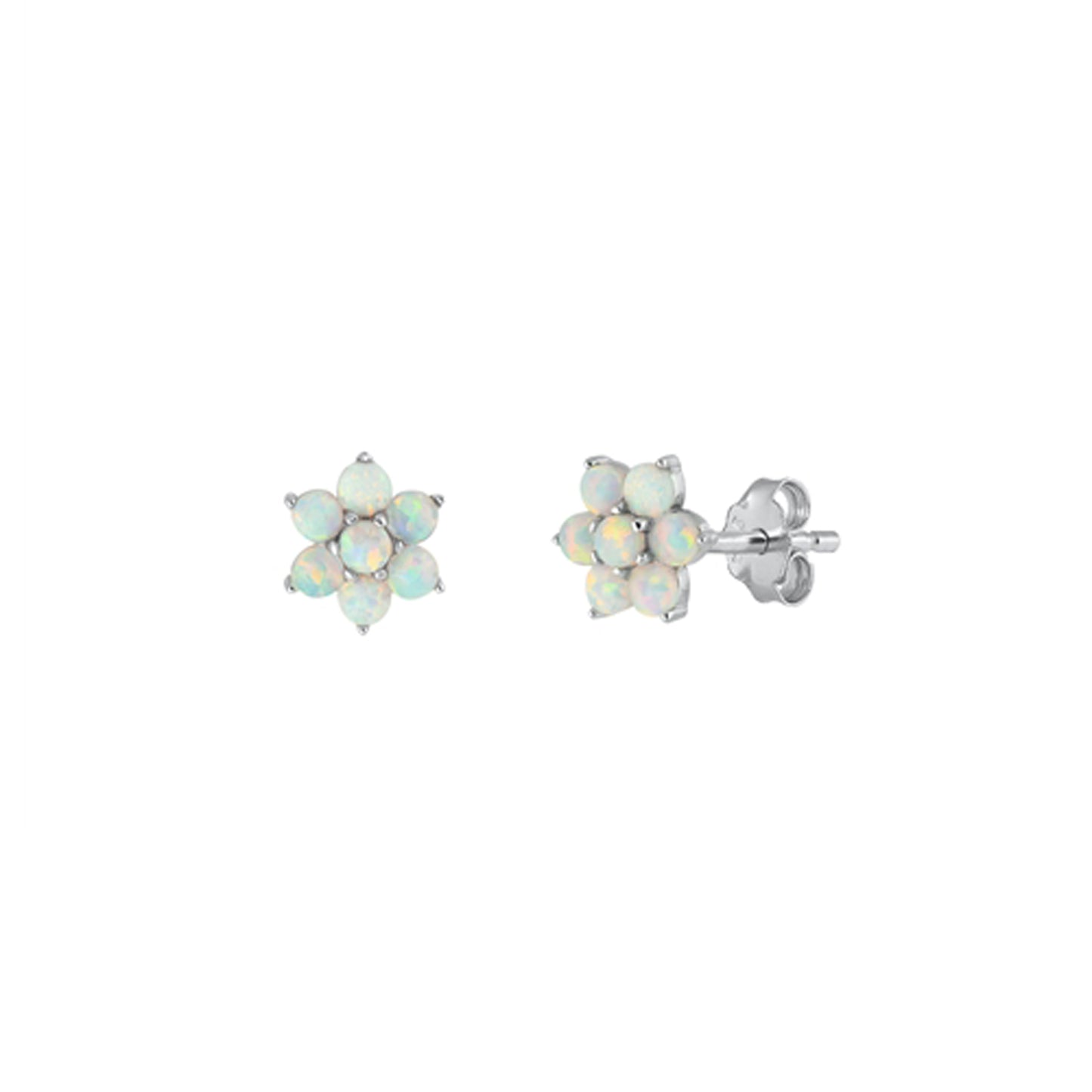 ✨ 925 Silver Opal Flower Stud Earrings