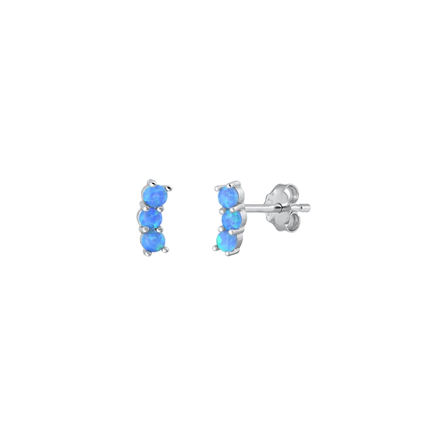 ✨ 925 Silver Dainty 3-Opal Stud Earrings