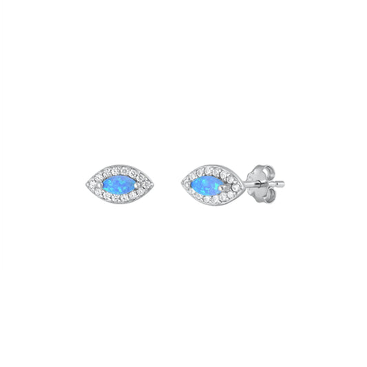 ✨ 925 Silver Evil Eye Opal and CZ Stud Earrings