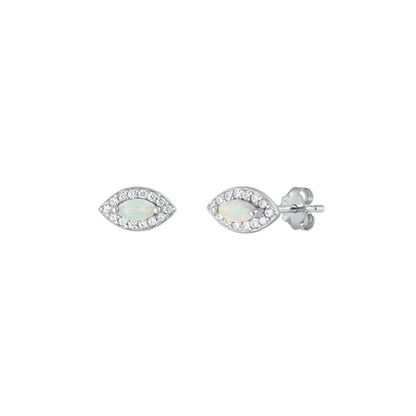 ✨ 925 Silver Evil Eye Opal and CZ Stud Earrings