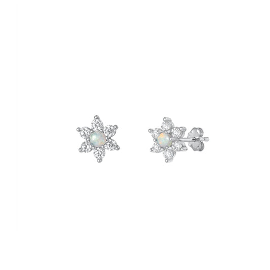 ✨ 925 Silver Opal Flower Stud Earrings