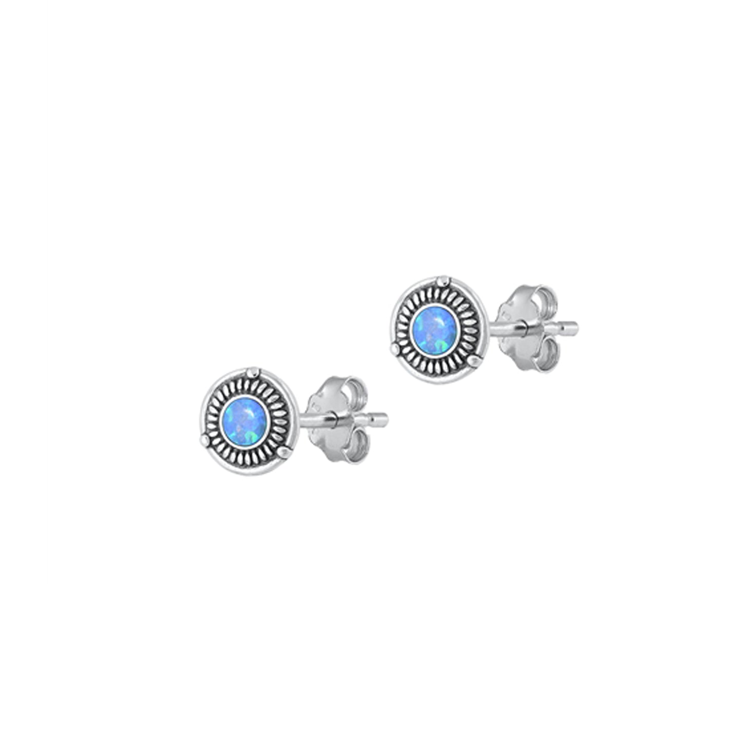 ✨ 925 Silver Round Opal Stud Earrings