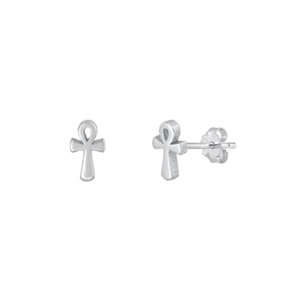 925 sterling silver ankh stud earrings for lobe and cartilage
