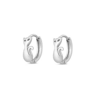 ✨ 925 Silver Cat Huggie Hoop Earrings