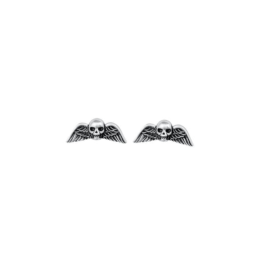 ✨ 925 Silver Skull Wing Stud Earrings