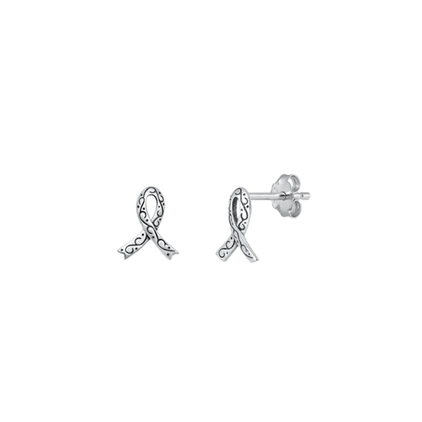 ✨ 925 Silver Breast Cancer Sign Stud Earrings