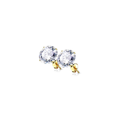 ✨ Solid 14K Gold Round CZ Stud Earrings