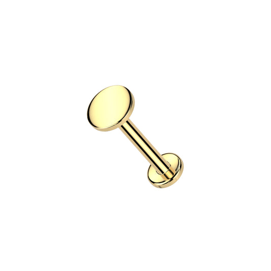 ✨ 14K Solid Yellow Gold 20G Flat Round Top Threadless Labret Stud