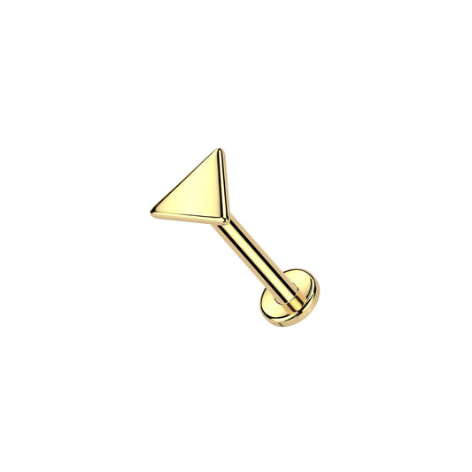 ✨ 14K Solid Yellow Gold 20G Flat Triangle Top Threadless Labret Stud