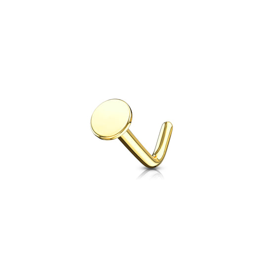 ✨ Solid 14K Gold L- Bend Nose Stud Ring