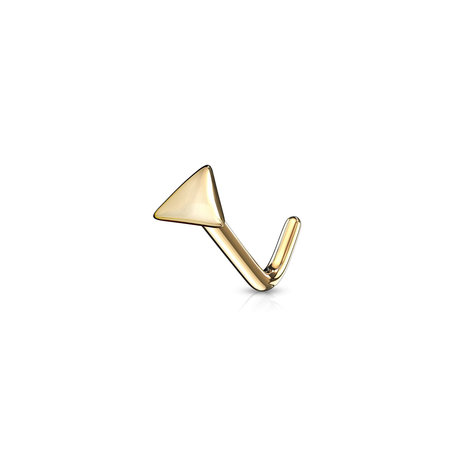 ✨ Solid 14K Gold L- Bend Nose Stud Ring