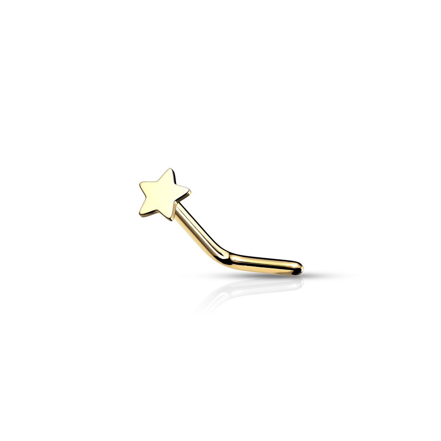 ✨ Solid 14K Gold L- Bend Nose Stud Ring