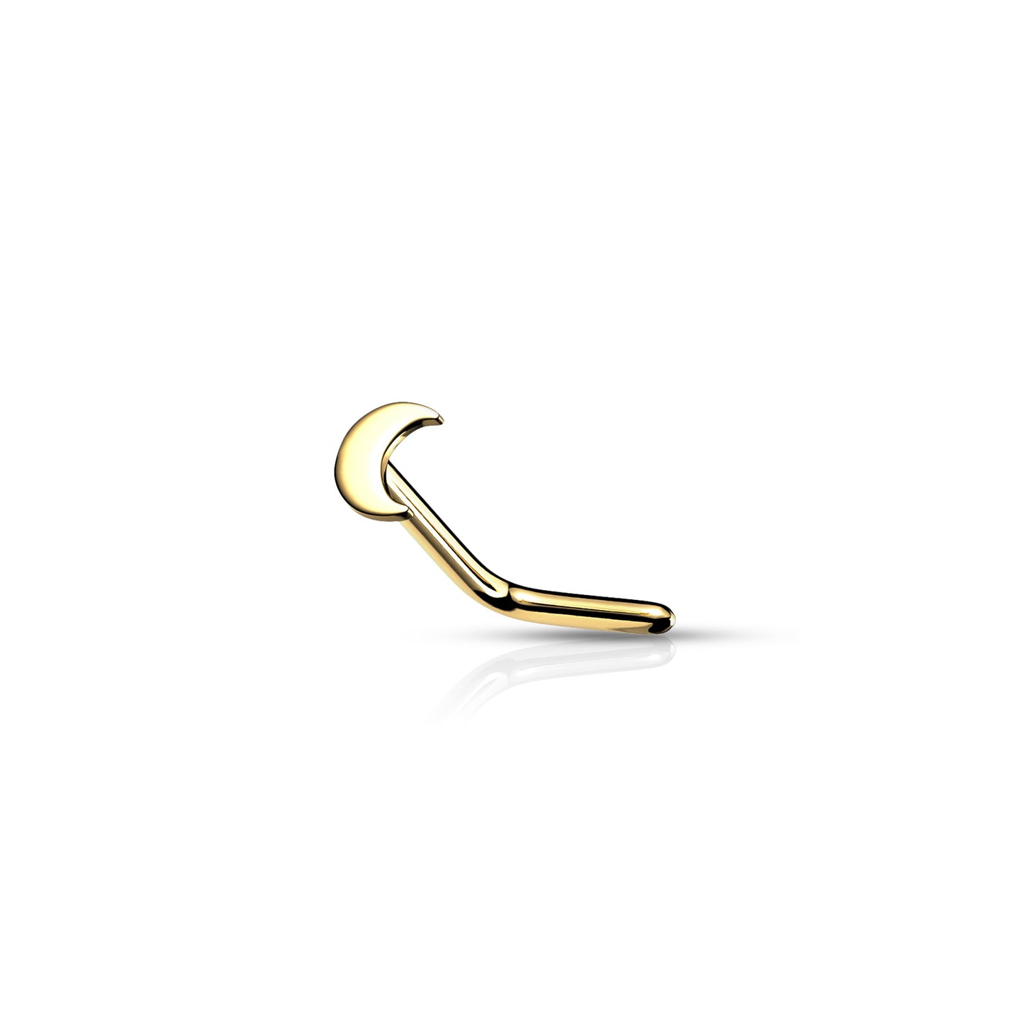 ✨ Solid 14K Gold L- Bend Nose Stud Ring