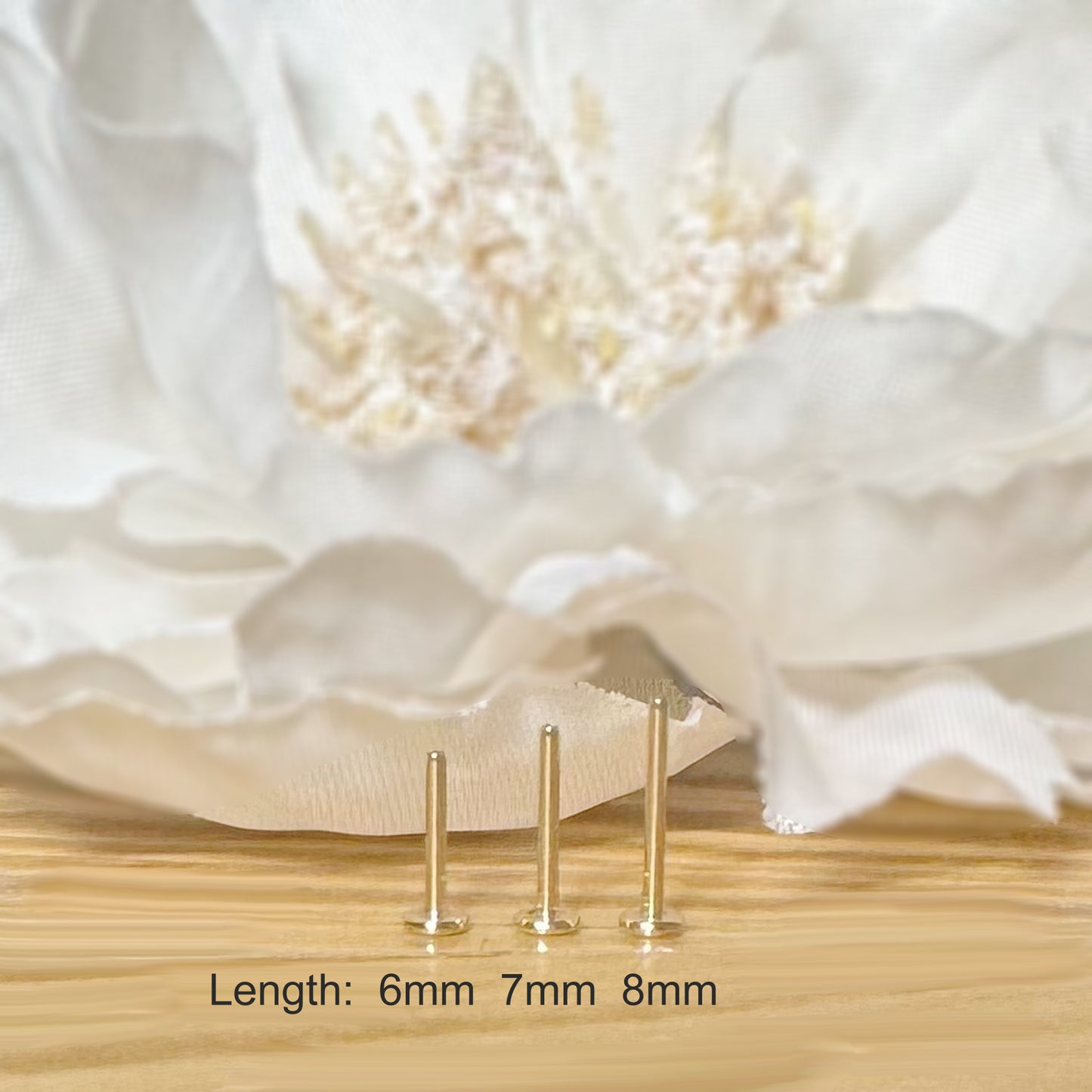 ✨ 14K Solid Yellow Gold 18G Round Ball Top Threadless Labret Stud