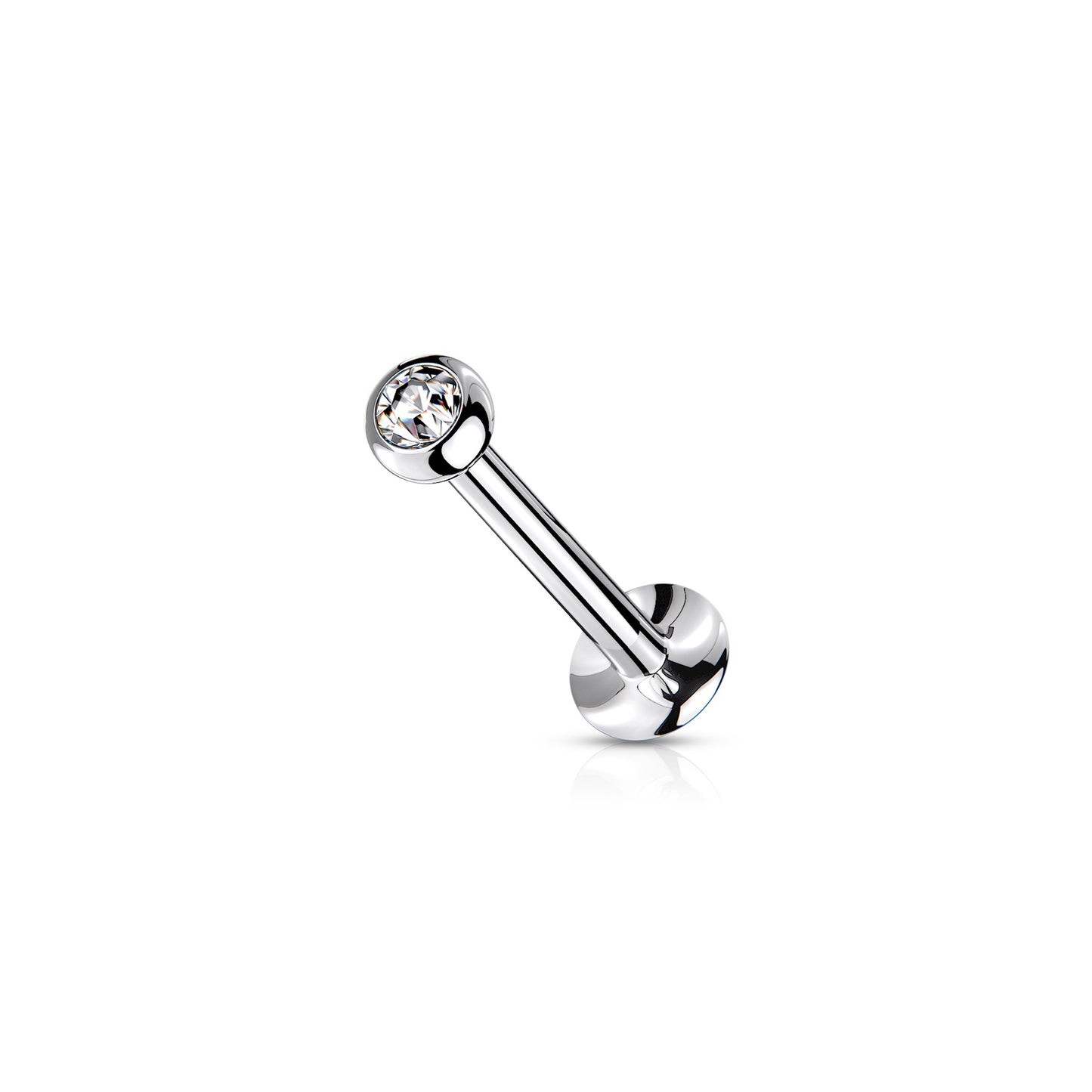 ✨ Surgical Steel Round CZ Top Threadless Labret Bar 1.5mm 2mm 3mm