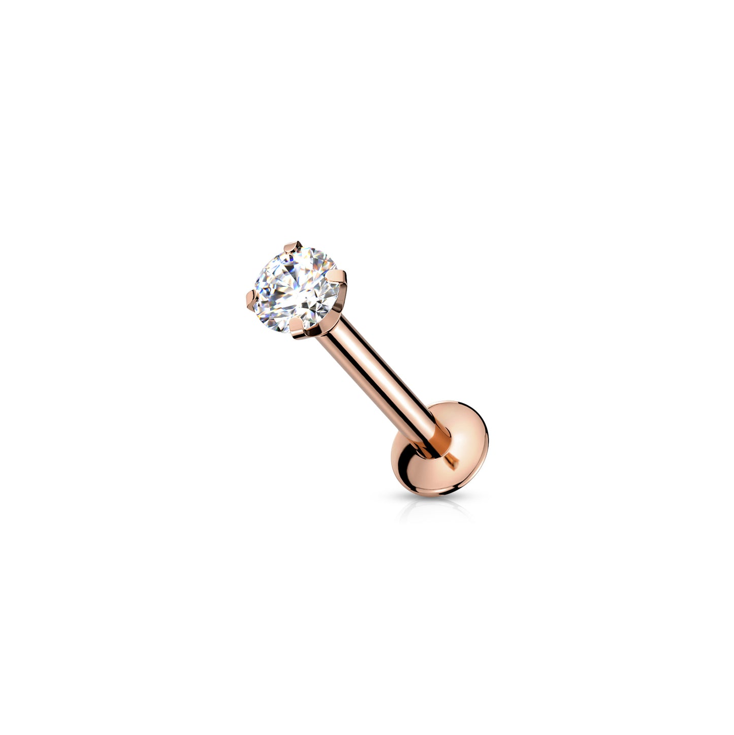 ✨ Surgical Steel Round CZ Top Threadless Labret Bar