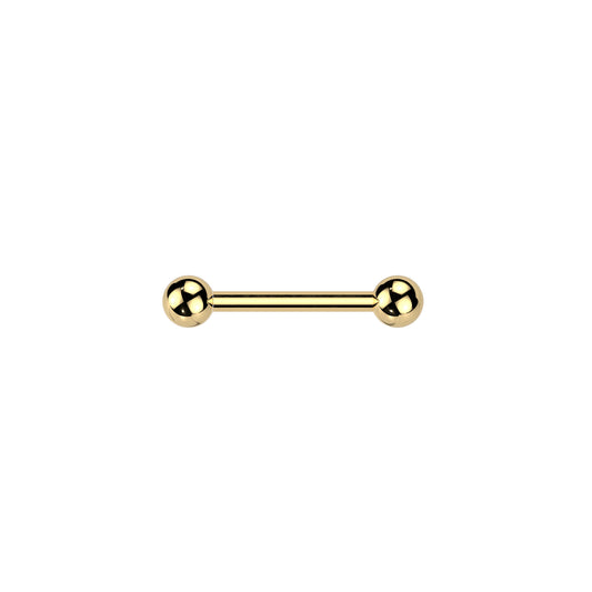 ✨ Gold Titanium Threadless Push In Barbell with One Fixed Ball 16G 14G