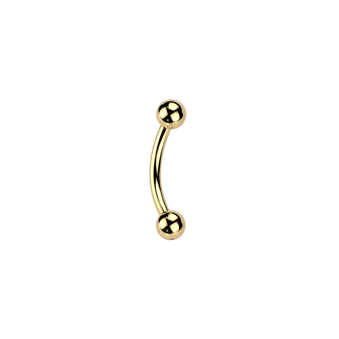 ✨ Gold Titanium Threadless Push In Curved Barbell with One Fixed Ball 16G 14G