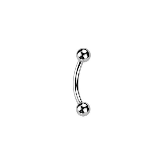 ✨ Titanium Threadless Push In Curved Barbell with One Fixed Ball 16G 14G