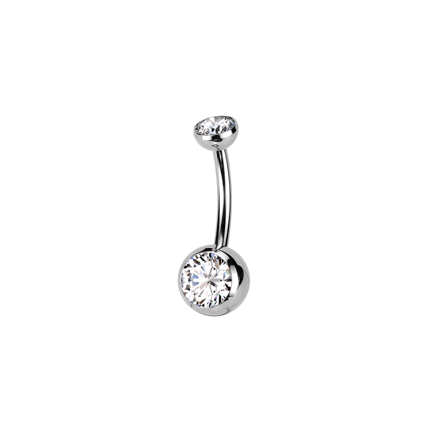 ✨ Titanium Push In Top Round CZ Bezel Set Belly Button Ring
