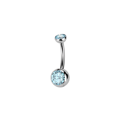 ✨ Titanium Push In Top Round CZ Bezel Set Belly Button Ring