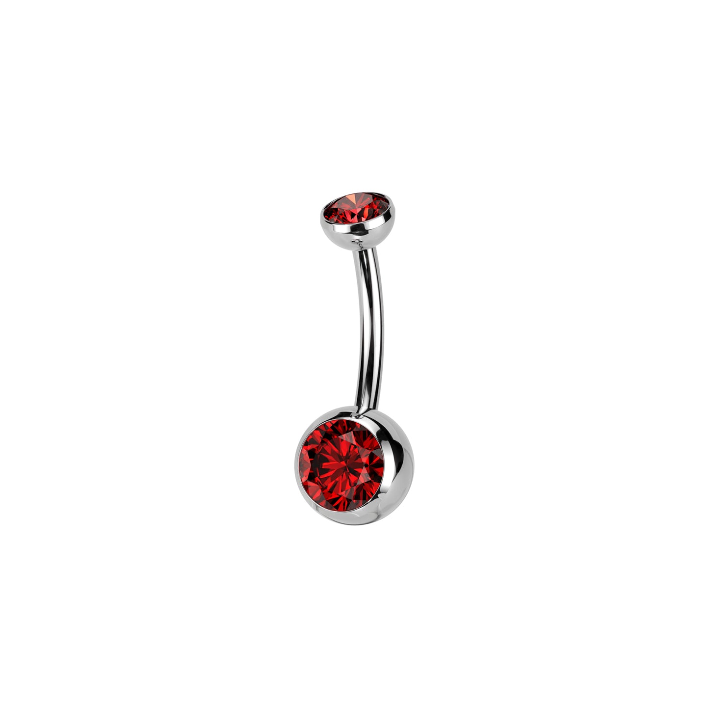 ✨ Titanium Push In Top Round CZ Bezel Set Belly Button Ring