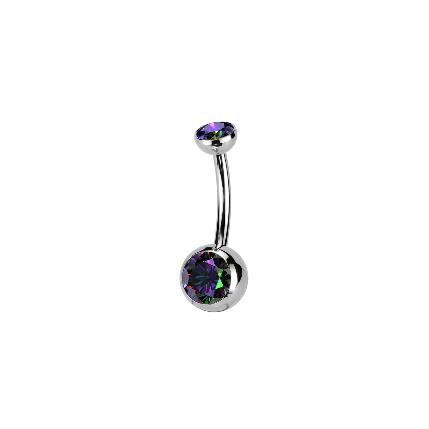 ✨ Titanium Push In Top Round CZ Bezel Set Belly Button Ring