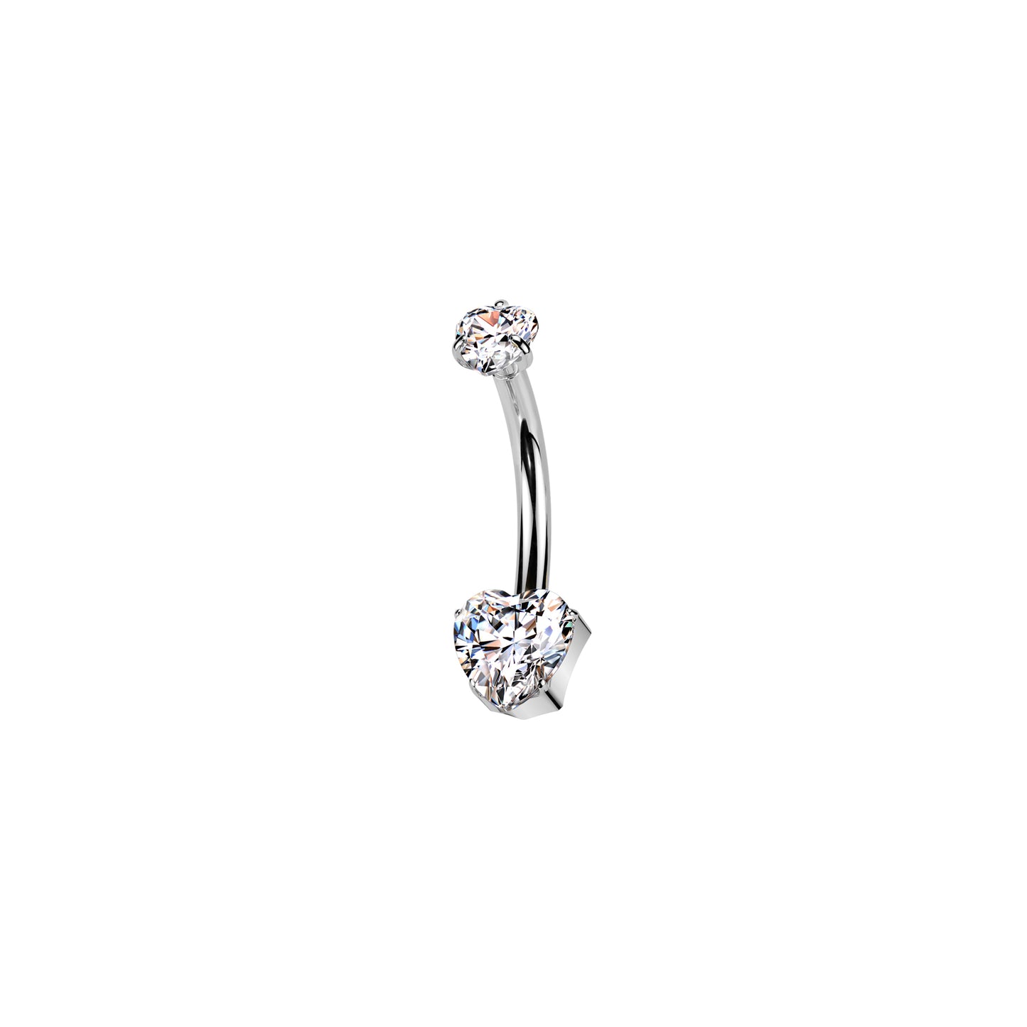 ✨ Titanium Heart CZ Top and Heart CZ Belly Ring 14G