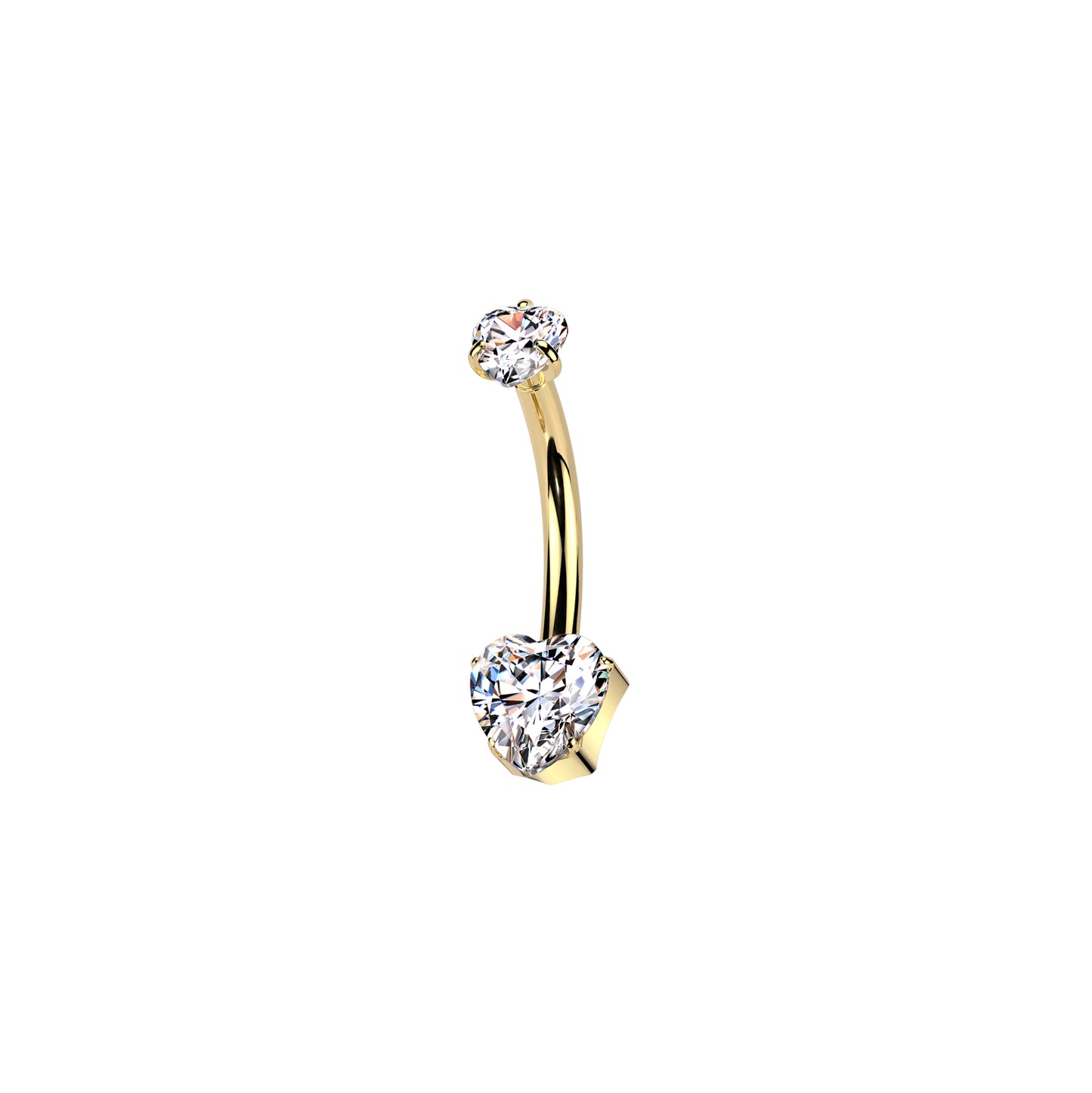 ✨ Titanium Heart CZ Top and Heart CZ Belly Ring 14G