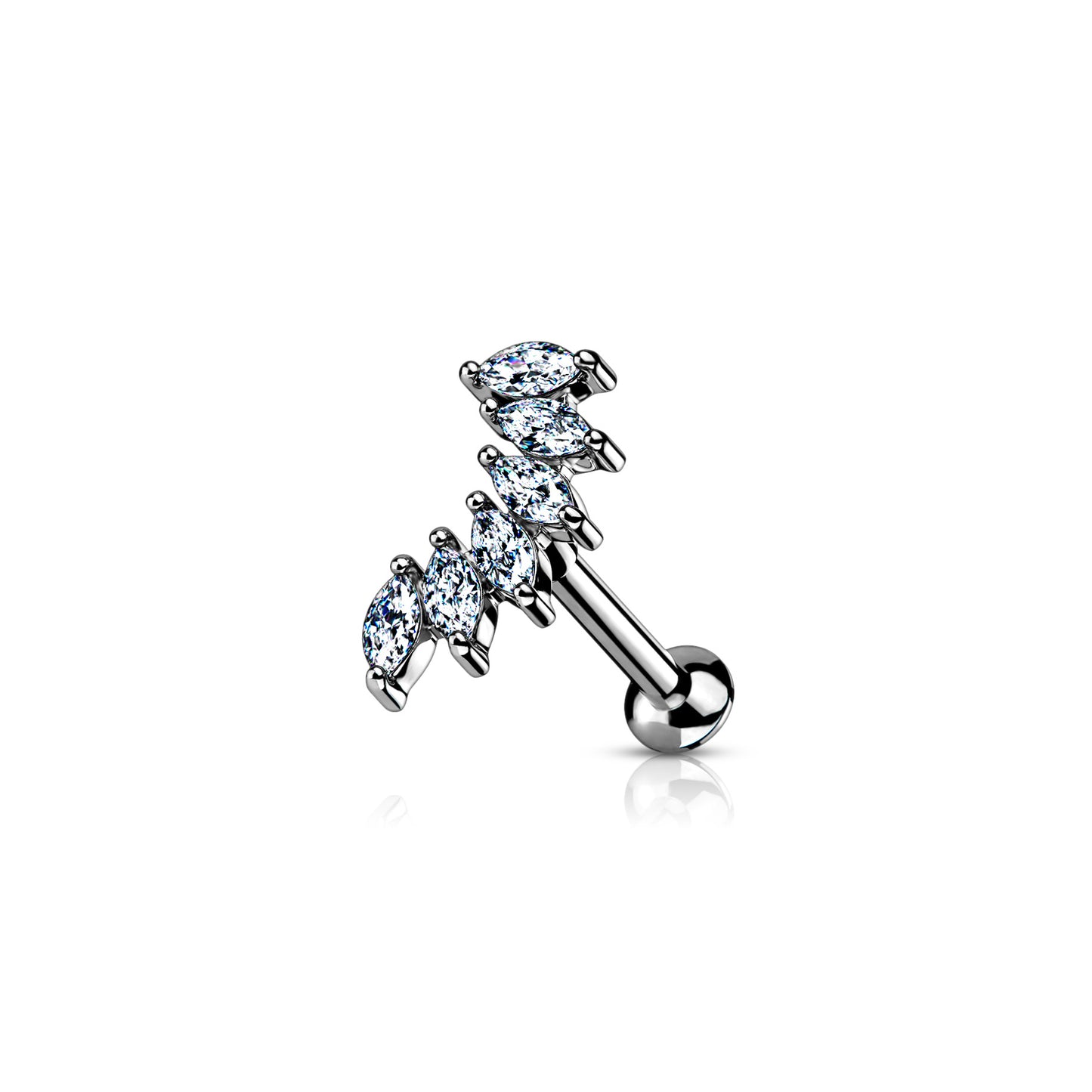 ✨ Marquise CZ Top Internal Threaded Flat Back Labret 16G