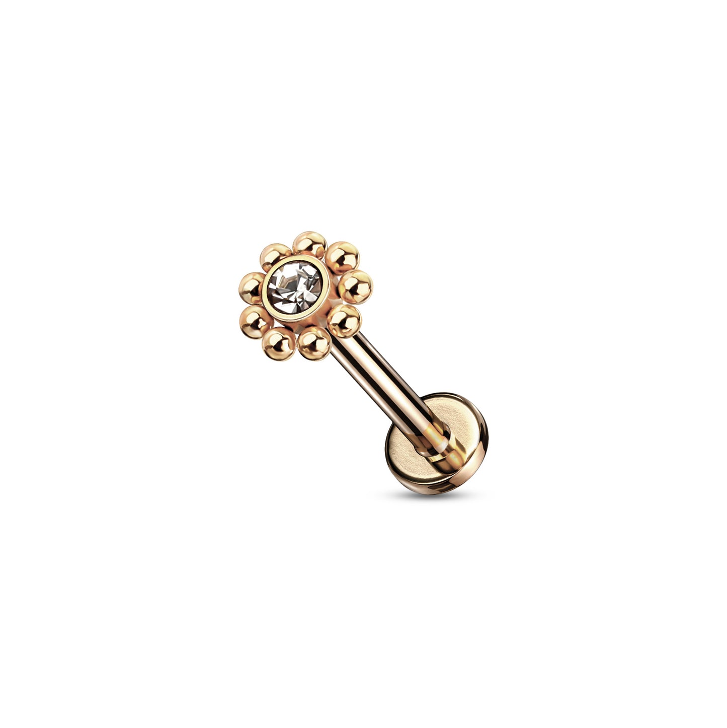 ✨ Surgical Steel CZ Internal Threaded Flat Back Labret 16G