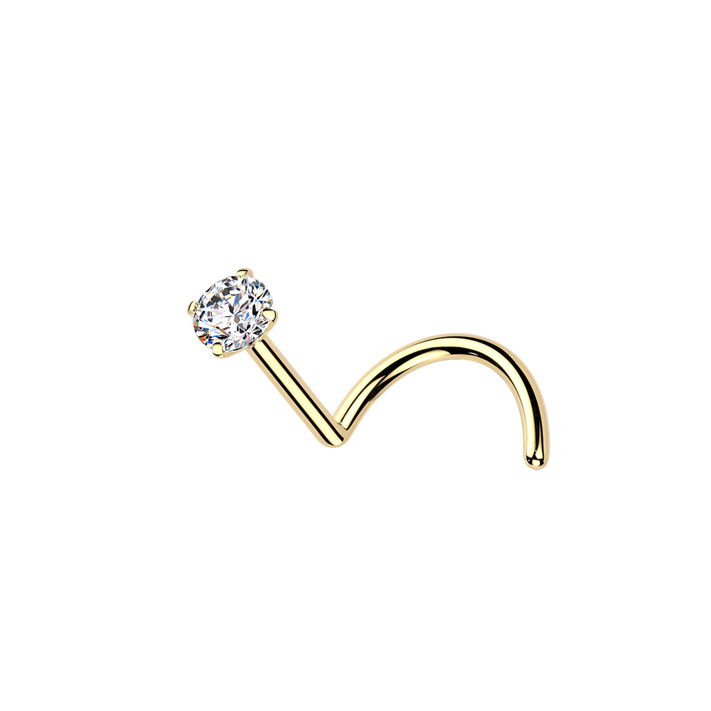 24K gold titanium nose screw with round moissanite stone
