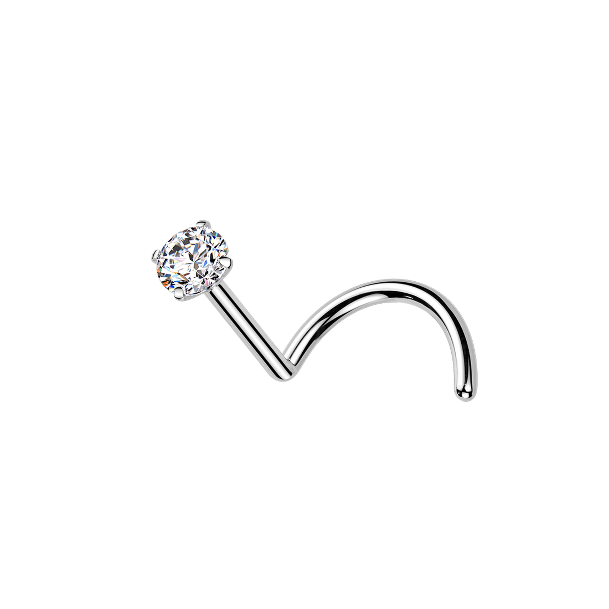 Implant grade titanium nose screw with round moissanite stone
