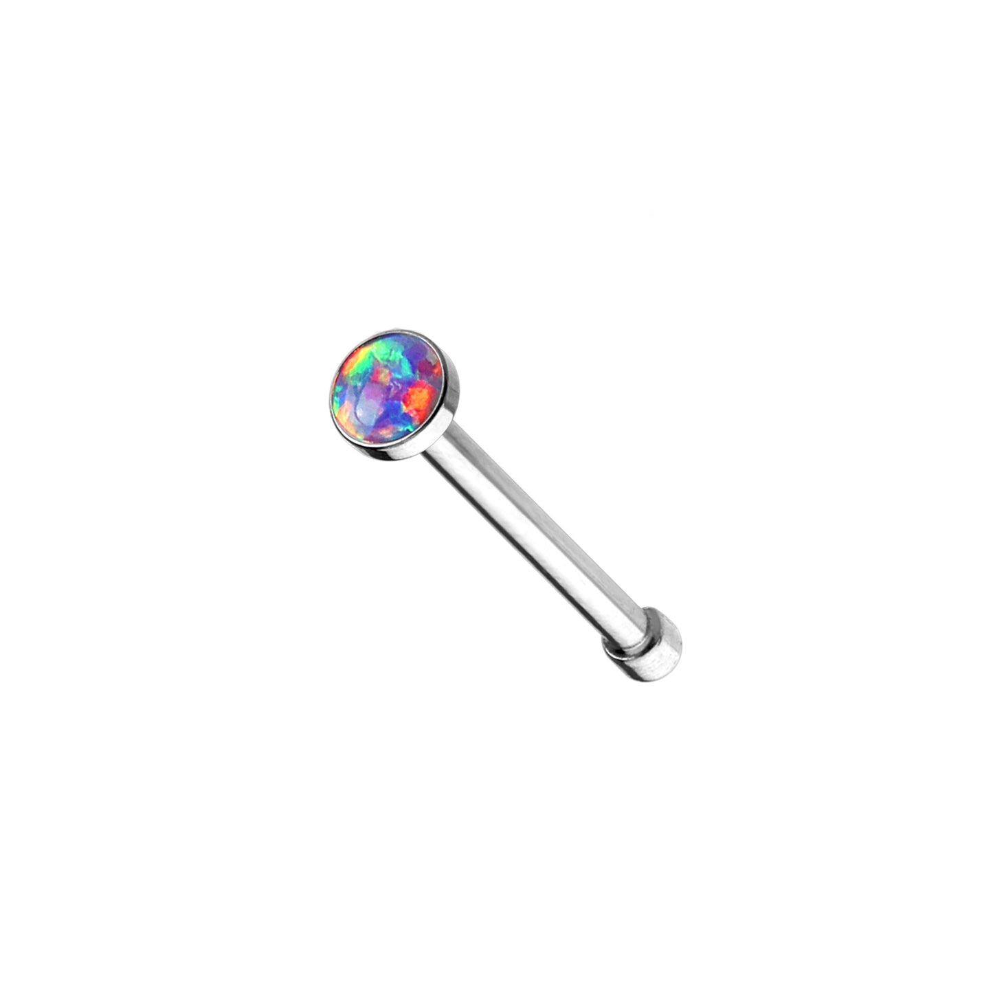 ✨ Opal Set Flat Top Nose Stud 20G 6mm